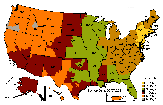 UPS Ground transit times from New York