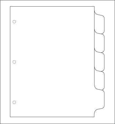 34416 5 Copier Tabs Reverse Collated 3 Holes