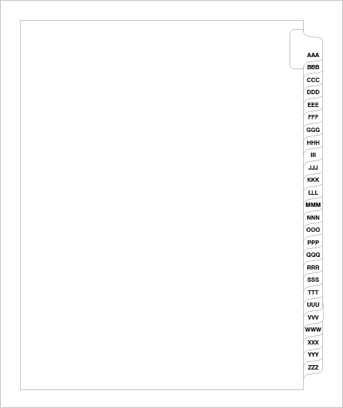 81173 Avery Style Legal Divider Letter Size Side Tab AAA-ZZZ