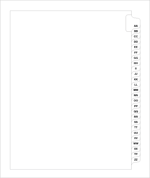 81175 Avery Style Legal Divider Letter Size Side Tab AA-ZZ