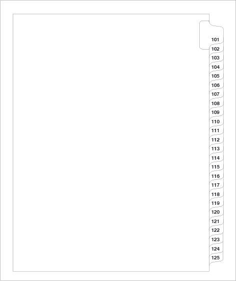 83101 Avery 01334 Style Legal Divider Letter Size Side Tab 101-125