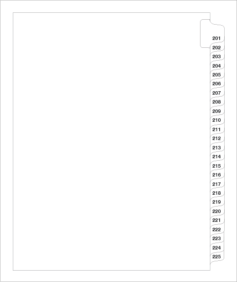 83201 Avery 01338 Style Legal Divider Letter Size Side Tab 201-225