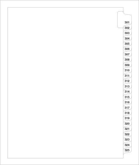 83301 Avery 01342 Style Legal Divider Letter Size Side Tab 301-325