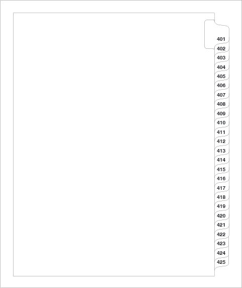 83401 Avery 01346 Style Legal Divider Letter Size Side Tab 401-425