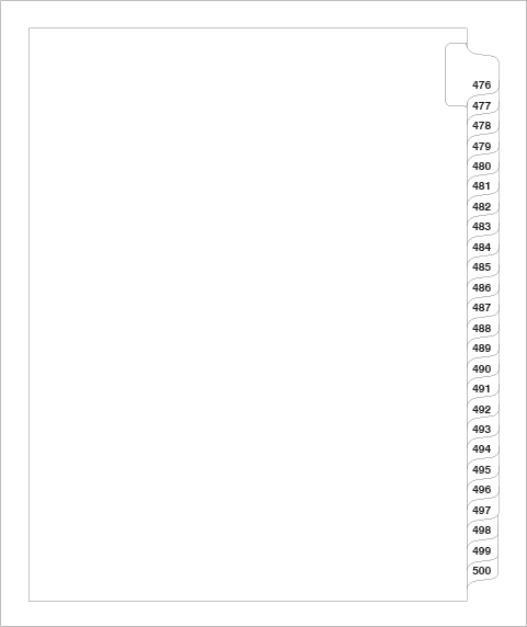 83476 Avery 01349 Style Legal Divider Letter Size Side Tab 476-500
