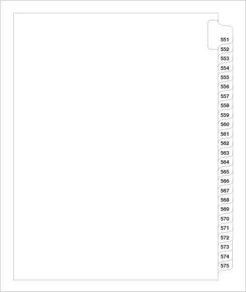 83551 Avery 82301 Style Legal Divider Letter Size Side Tab 551-575