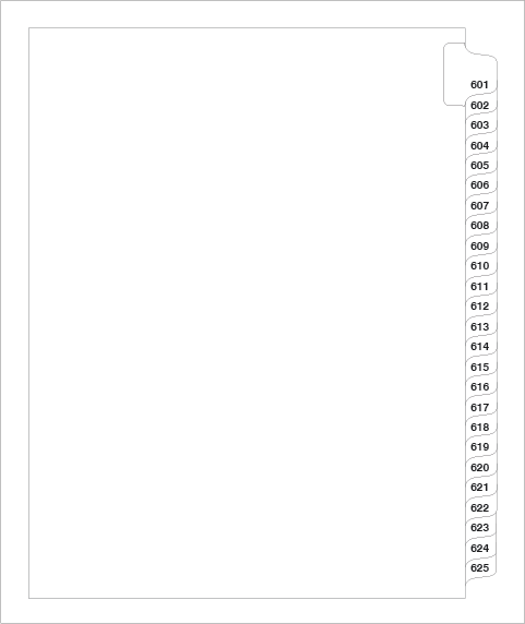 83601 Avery 82303 Style Legal Divider Letter Size Side Tab 601-625