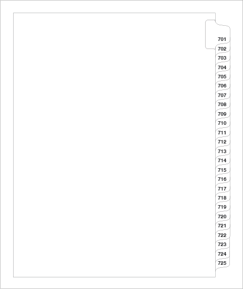 83701 Avery 82307 Style Legal Divider Letter Size Side Tab 701-725