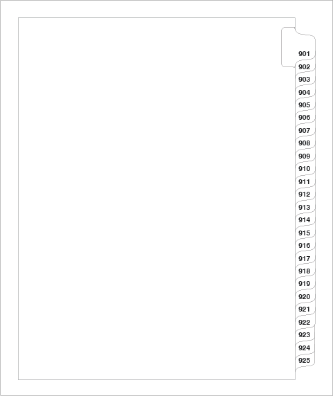 83901 Avery 82315 Style Legal Divider Letter Size Side Tab 901-925