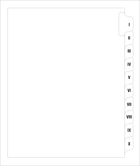 86101 Avery 82319 Style Legal Divider Letter Size Side Tab Roman I-X