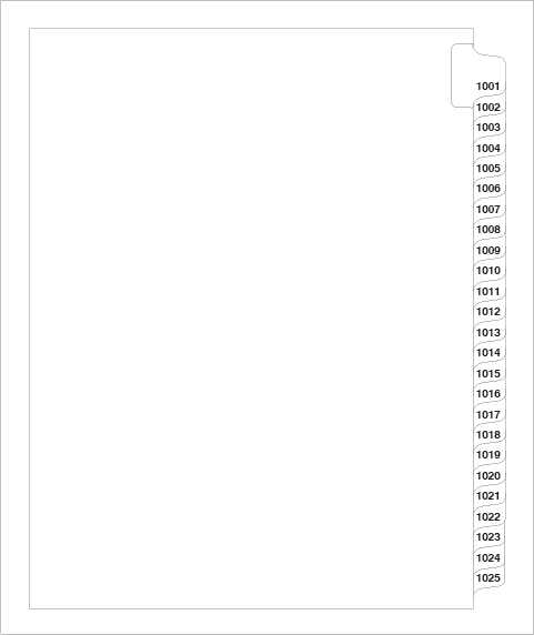 87601 Avery Style Legal Divider Letter Size Side Tab 1001-1025