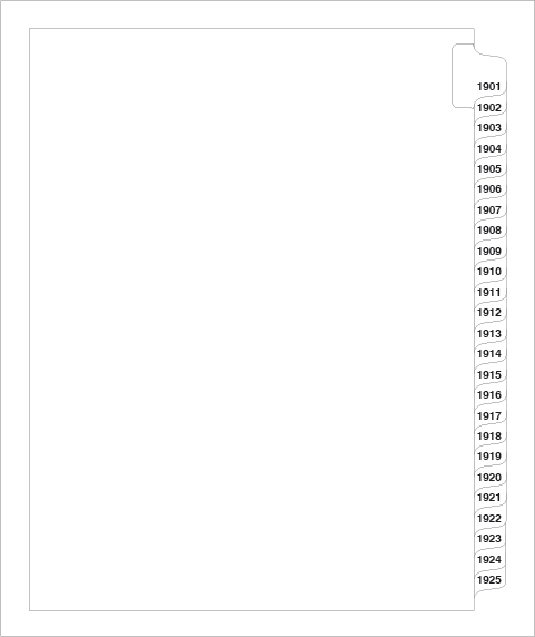 87637 Avery Style Legal Divider Letter Size Side Tab 1901-1925